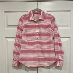 Vineyard Vines Striped Collared Popover Cotton Top Pink and White Size 4